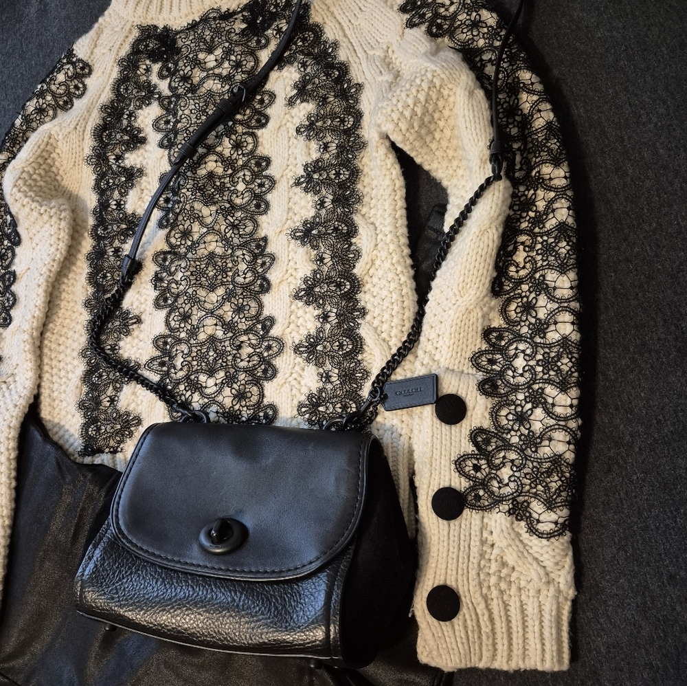 Coach All Black "Faye" Carryall Crossbody